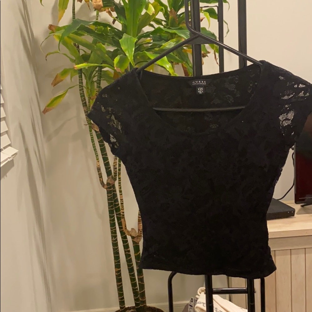 Black lace crop top